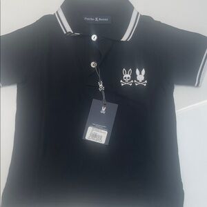 Psycho Bunny Black Polo with White Trim and Logo